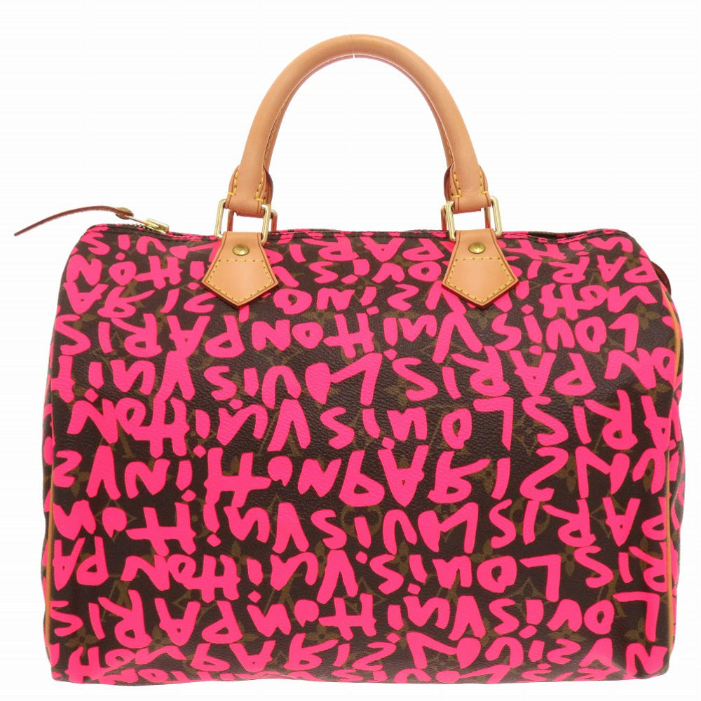 Louis Vuitton M93704 Fuchsia graffiti Speedy 30 Monogram Canvas Handbag