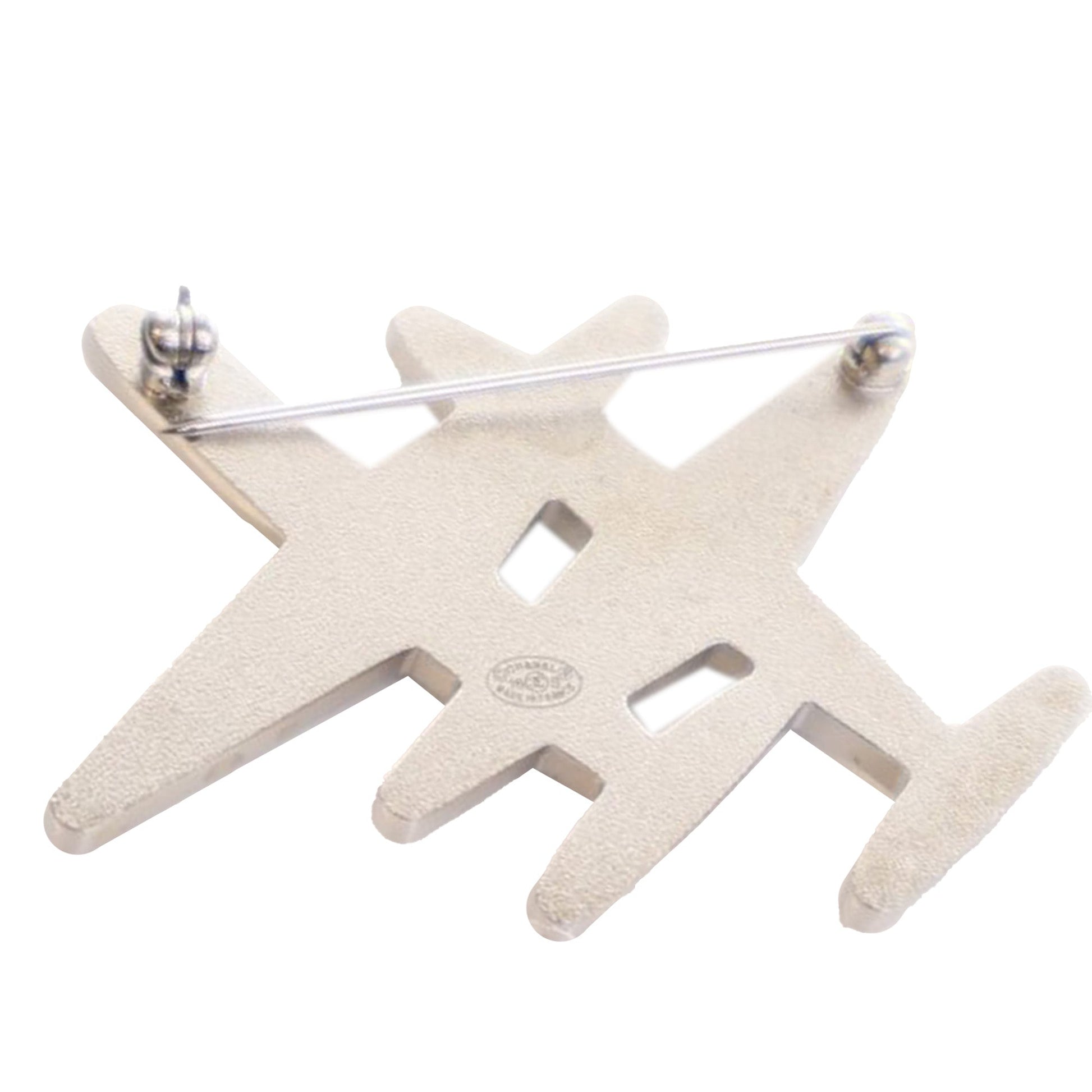 White Chanel Enamel CC Striped Airplane Brooch