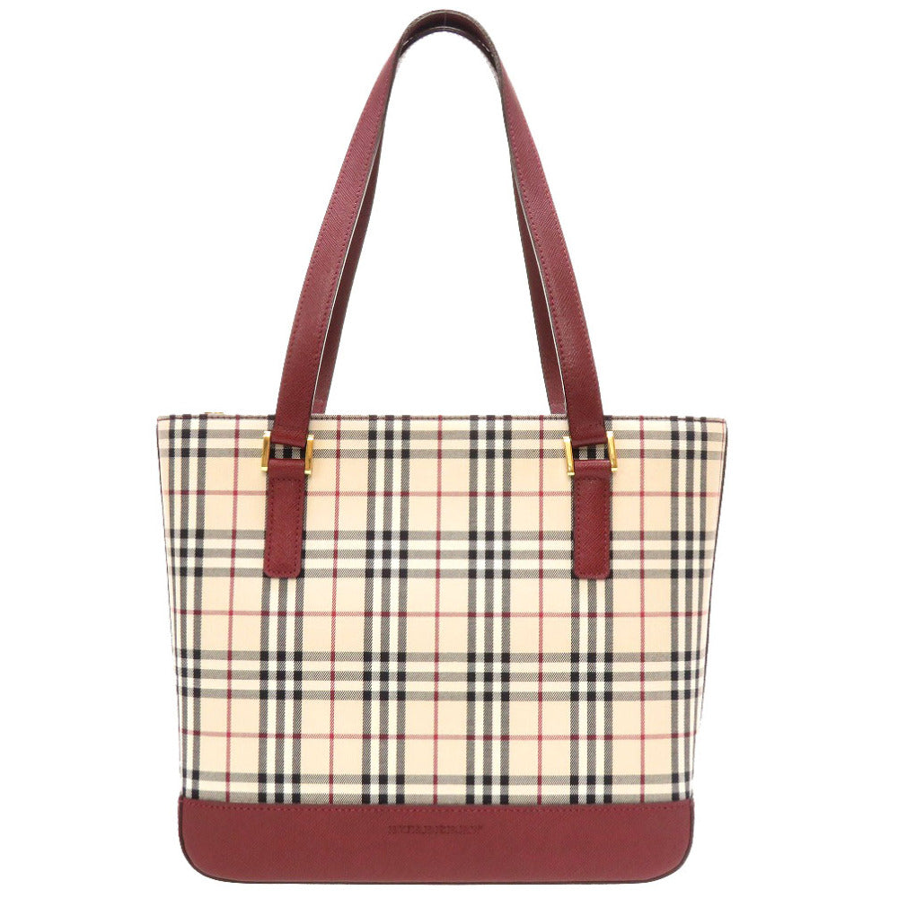 Burberry Check Women Handbag Canvas Beige Travel Bag