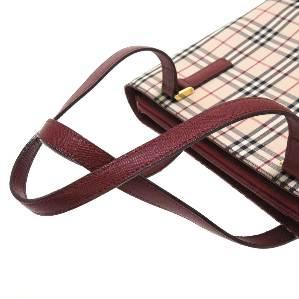 Burberry Check Women Handbag Canvas Beige Travel Bag