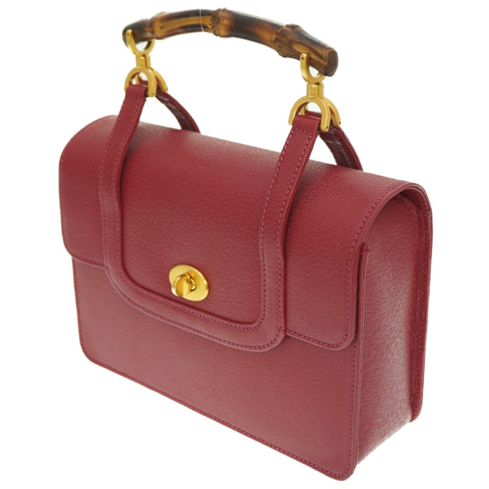 Gucci 000.113. Bamboo Leather Red Handbag