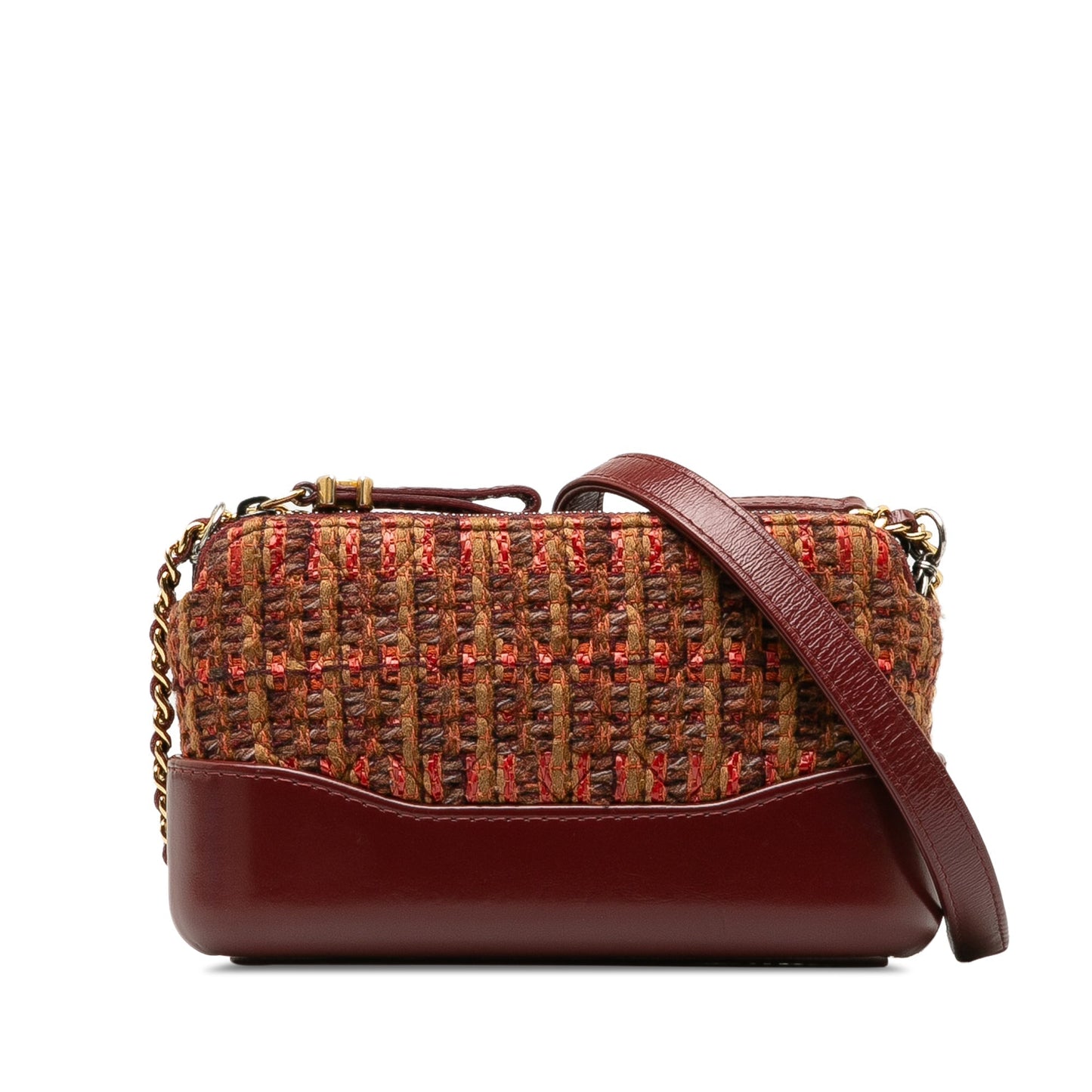 CHANEL Tweed Gabrielle Double Zip Clutch with Chain Crossbody Bag