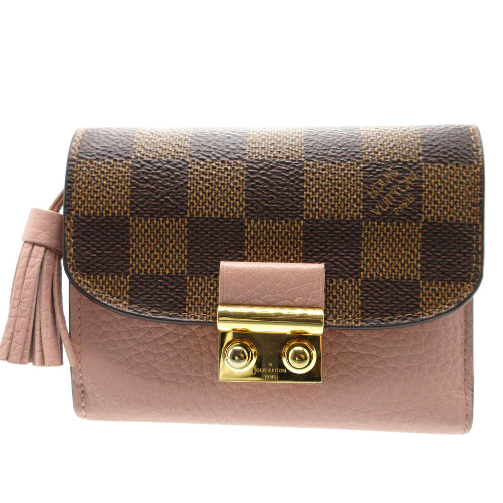 Louis Vuitton Tri-fold N60208 Damier Magnolia Compact Leather Canvas Wallet Case