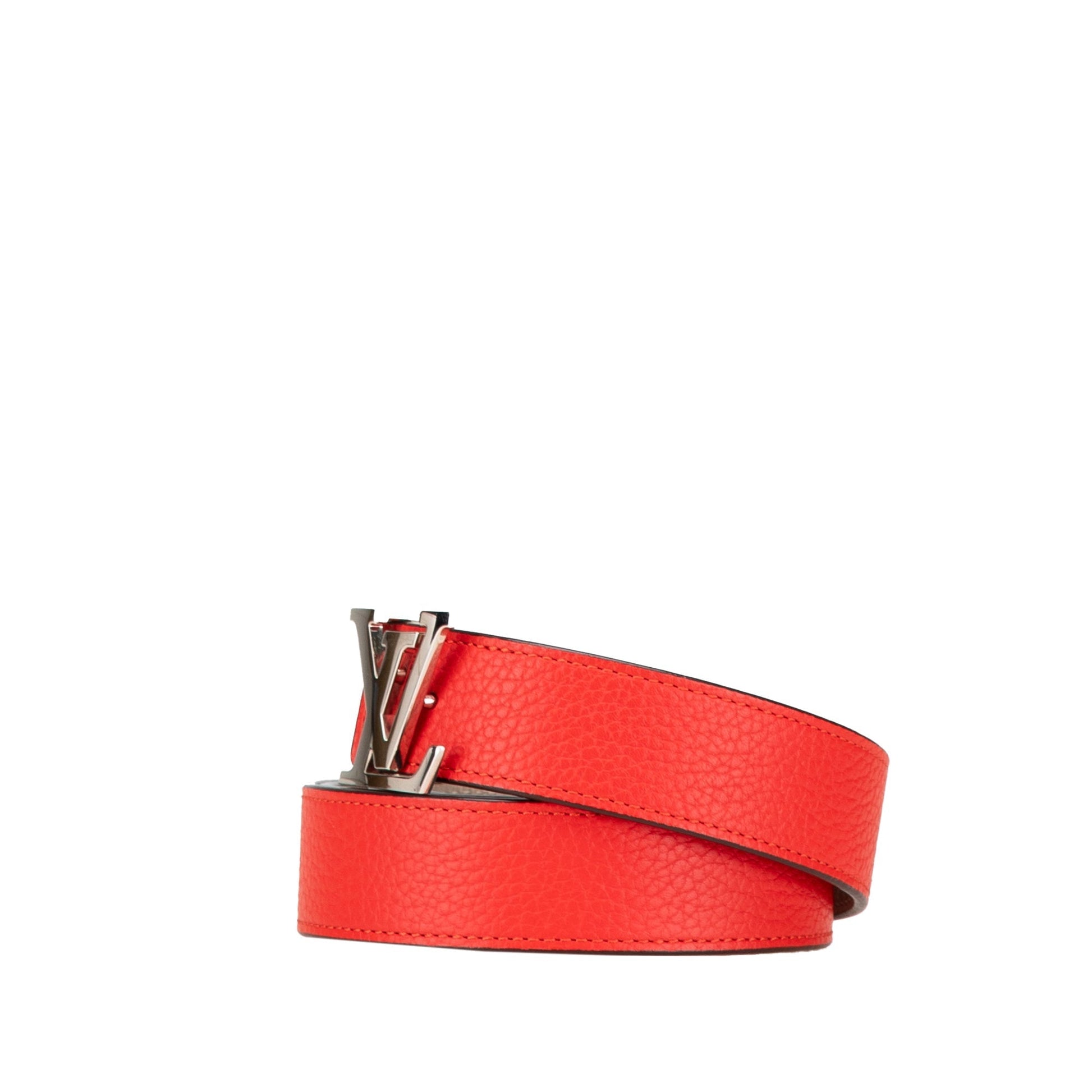 Red Louis Vuitton Taurillon LV Initiales Belt