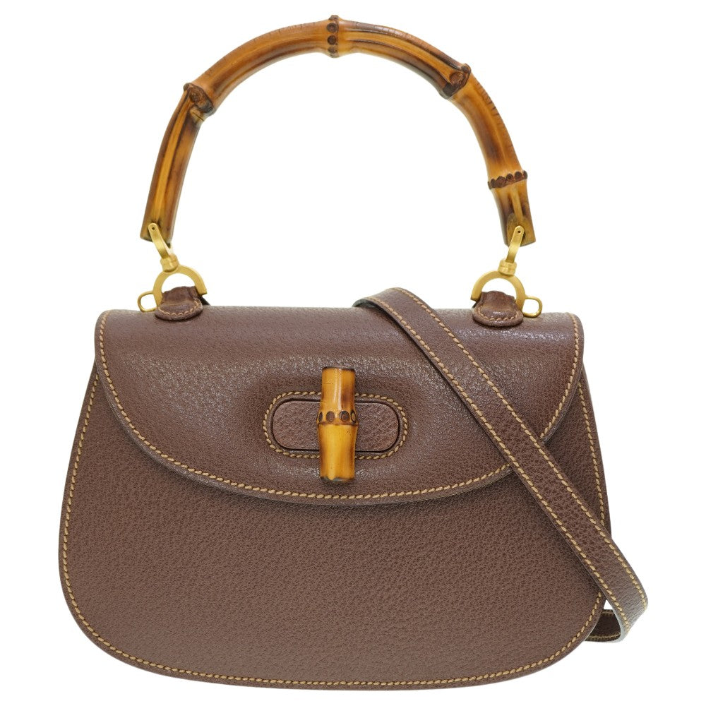 Gucci Bamboo Leather Brown Handbag