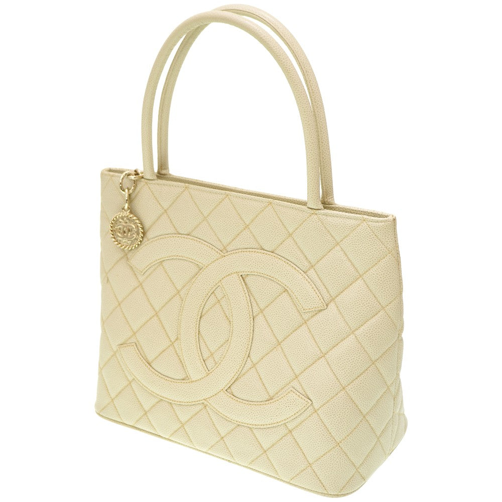 Chanel Caviar skin Ivory Grey Tote Bag