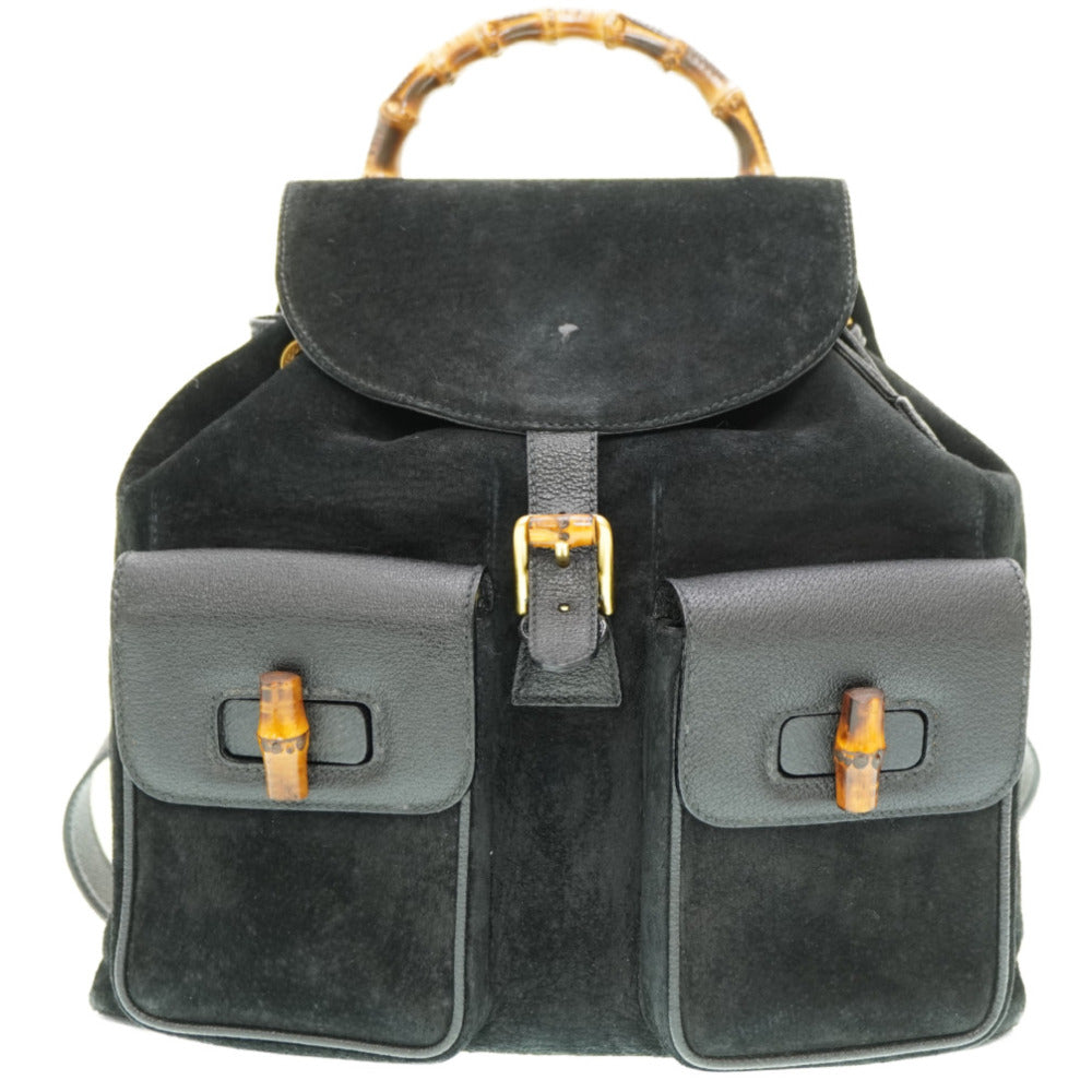 Gucci Backpack Bamboo Suede Black