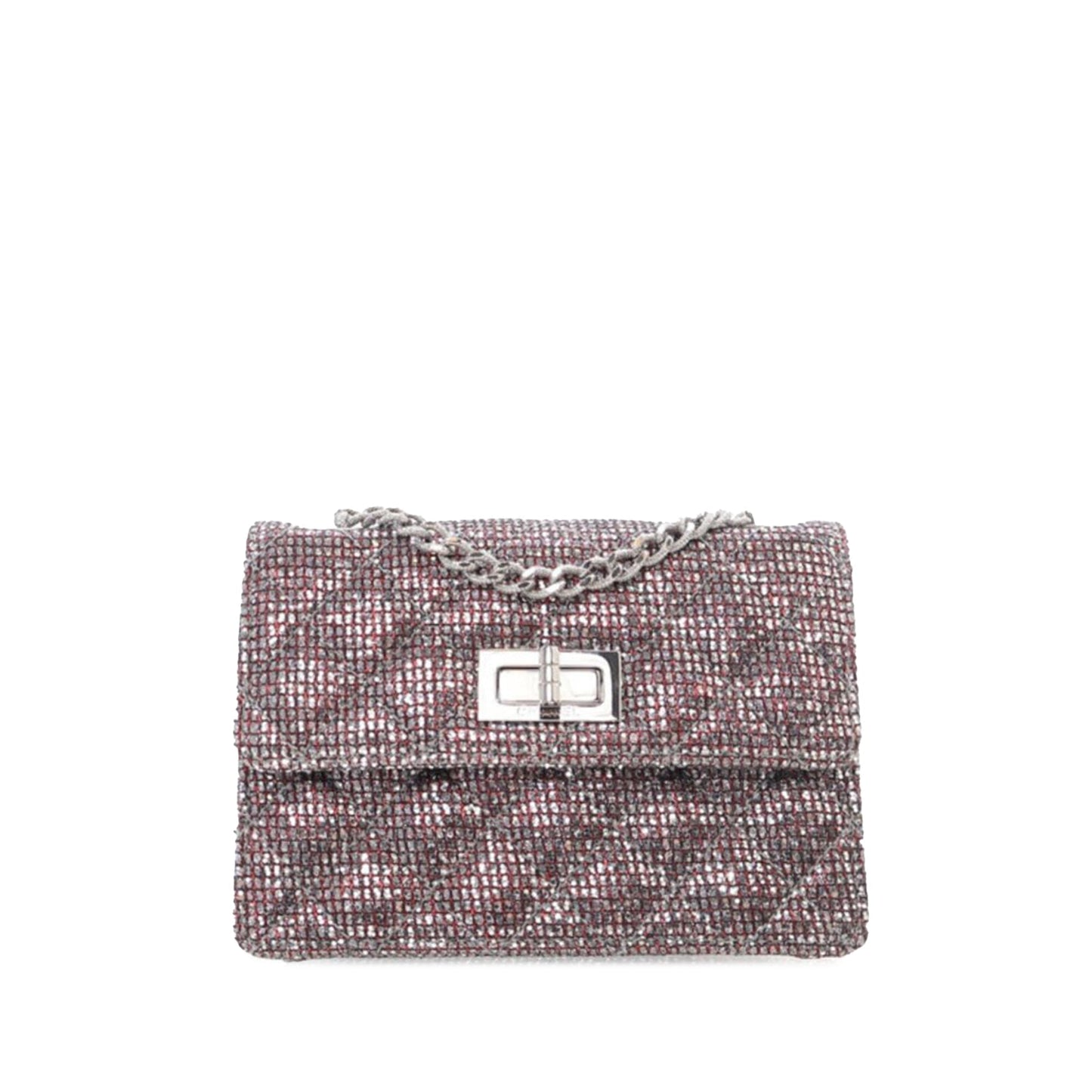 Red Chanel Mini Glitter Canvas Reissue 2.55 Flap Crossbody Bag