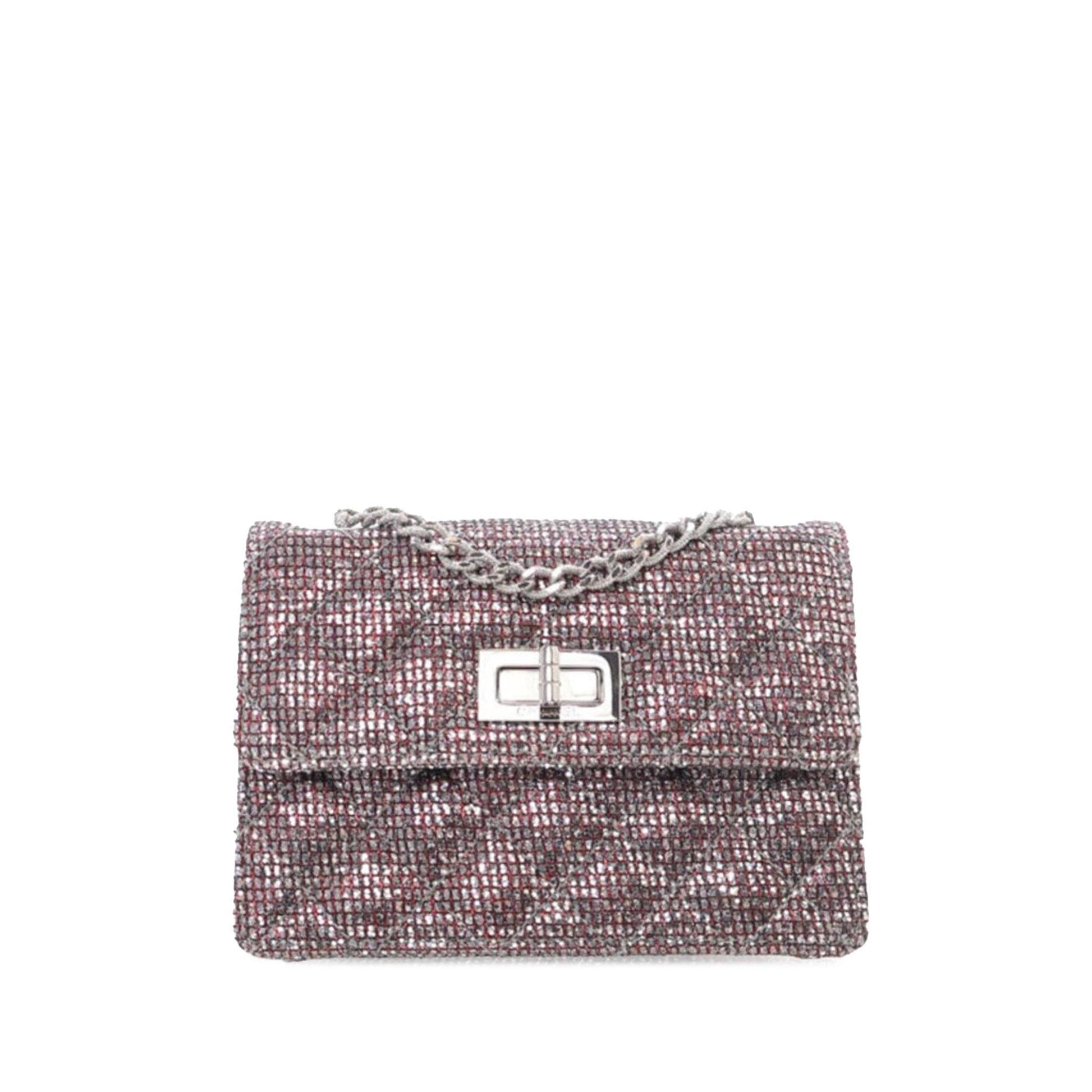 Red Chanel Mini Glitter Canvas Reissue 2.55 Flap Crossbody Bag