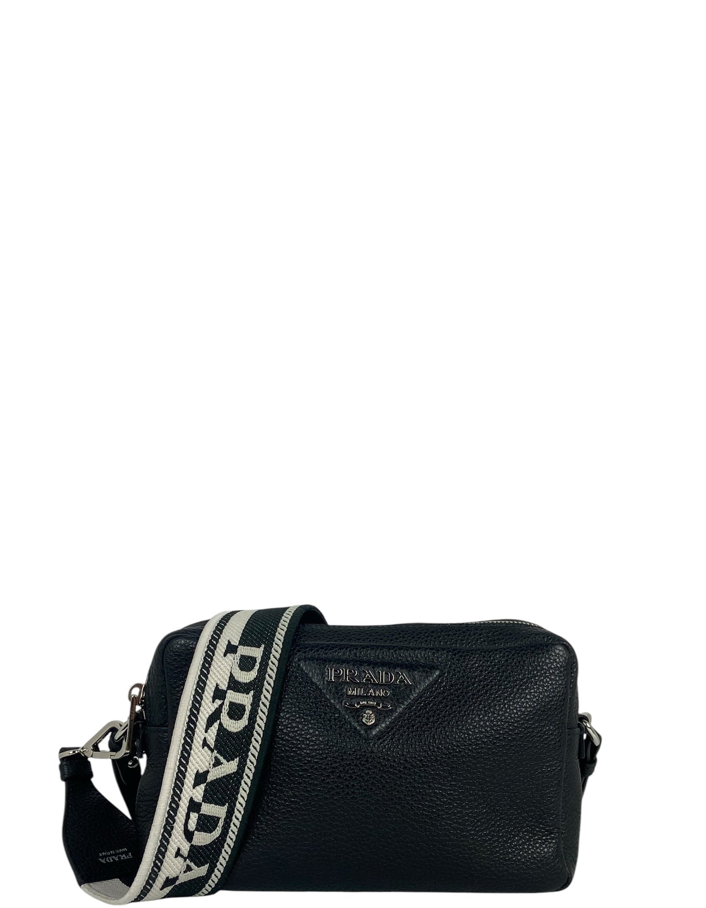 Prada Handbag Flou Camera Bag Leather Black Crossbody Bag