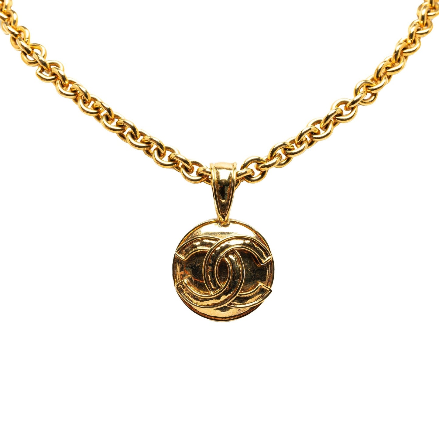 CHANEL CC Round Pendant Necklace Costume Necklace