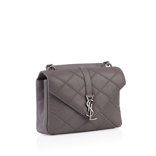 YSL Saint Laurent Coll Ge Crossbody Bag Medium Grey Diamond Quilted