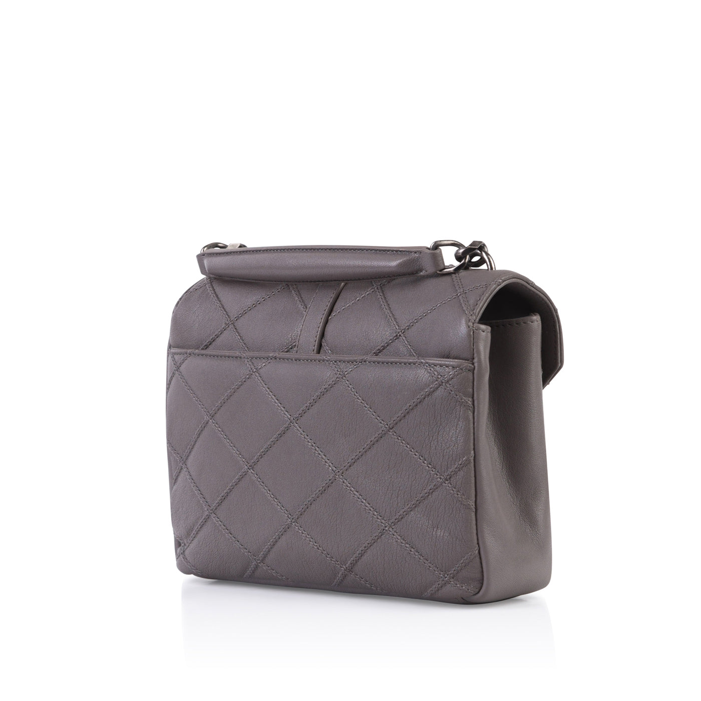 YSL Saint Laurent Coll Ge Crossbody Bag Medium Grey Diamond Quilted