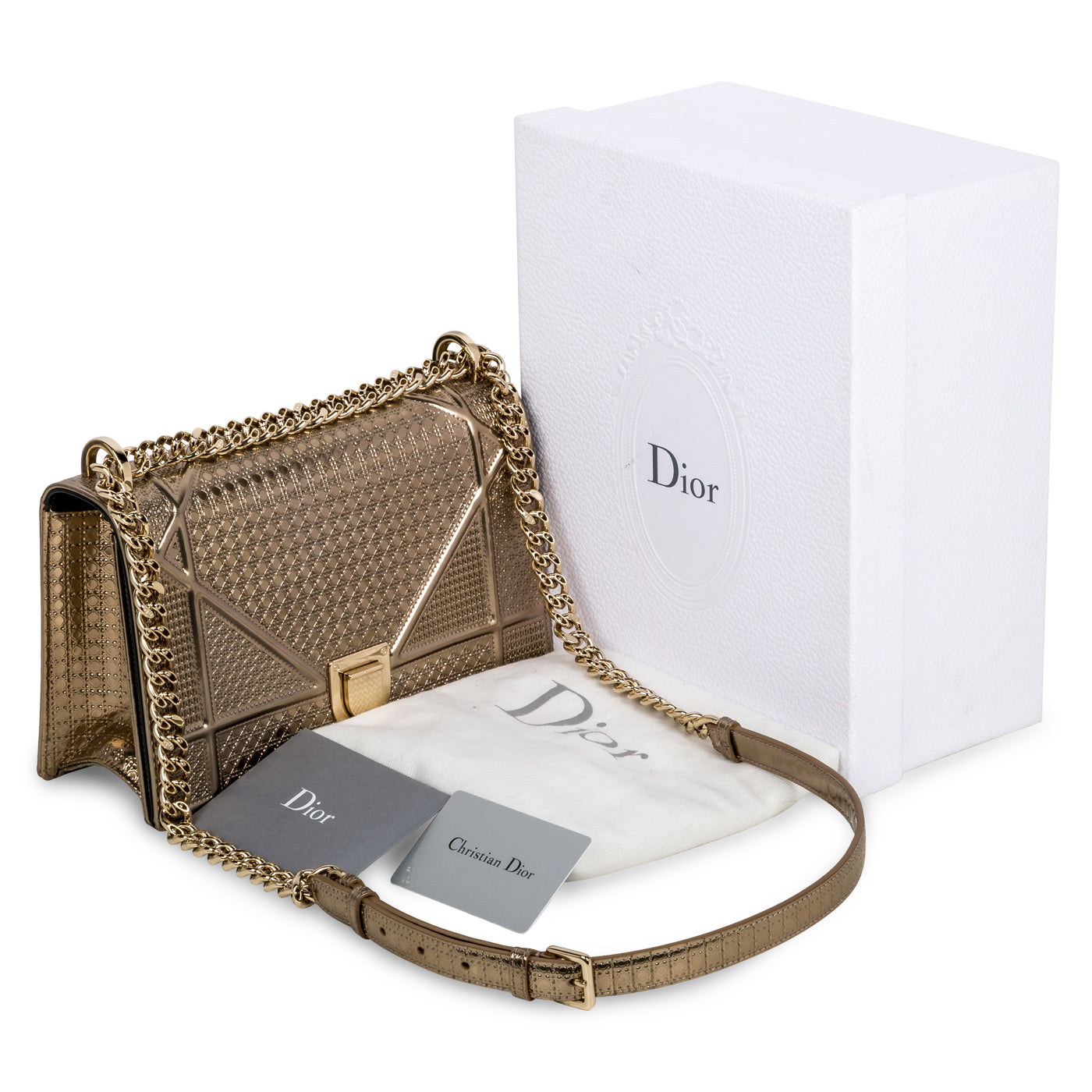 Dior Christian ama Metallic Cannage Shoulder Bag