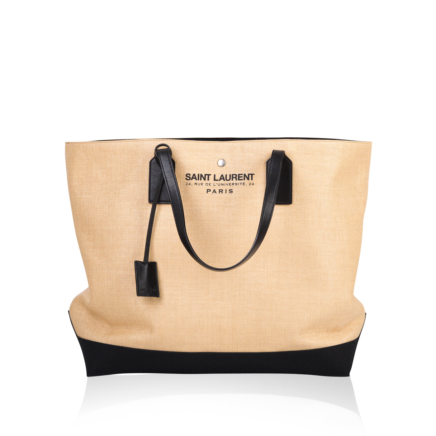 YSL Saint Laurent Beach Tote Raffia Shoulder Bag