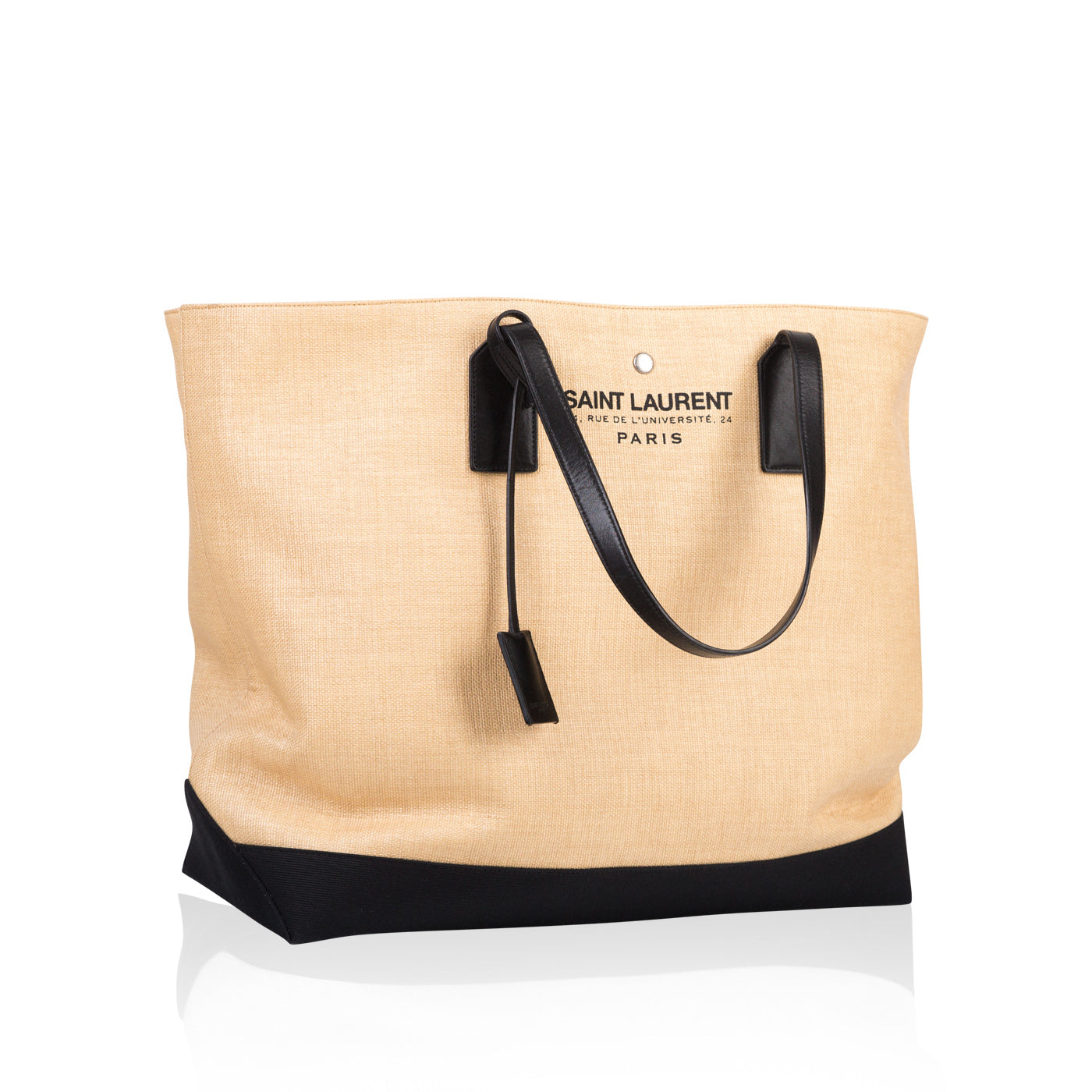 YSL Saint Laurent Beach Tote Raffia Shoulder Bag