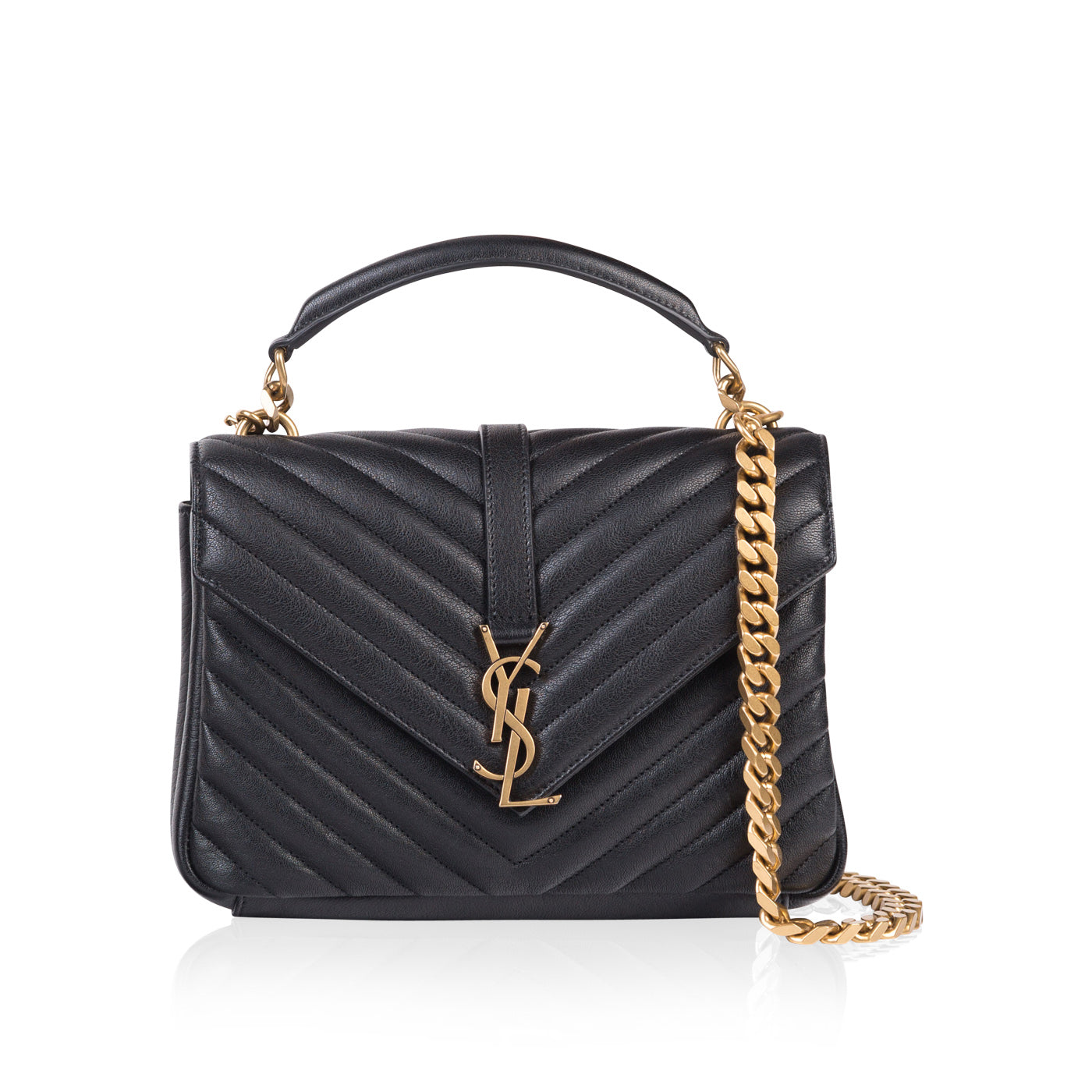 YSL Saint Laurent Coll Ge Crossbody Bag Medium Black And Gold
