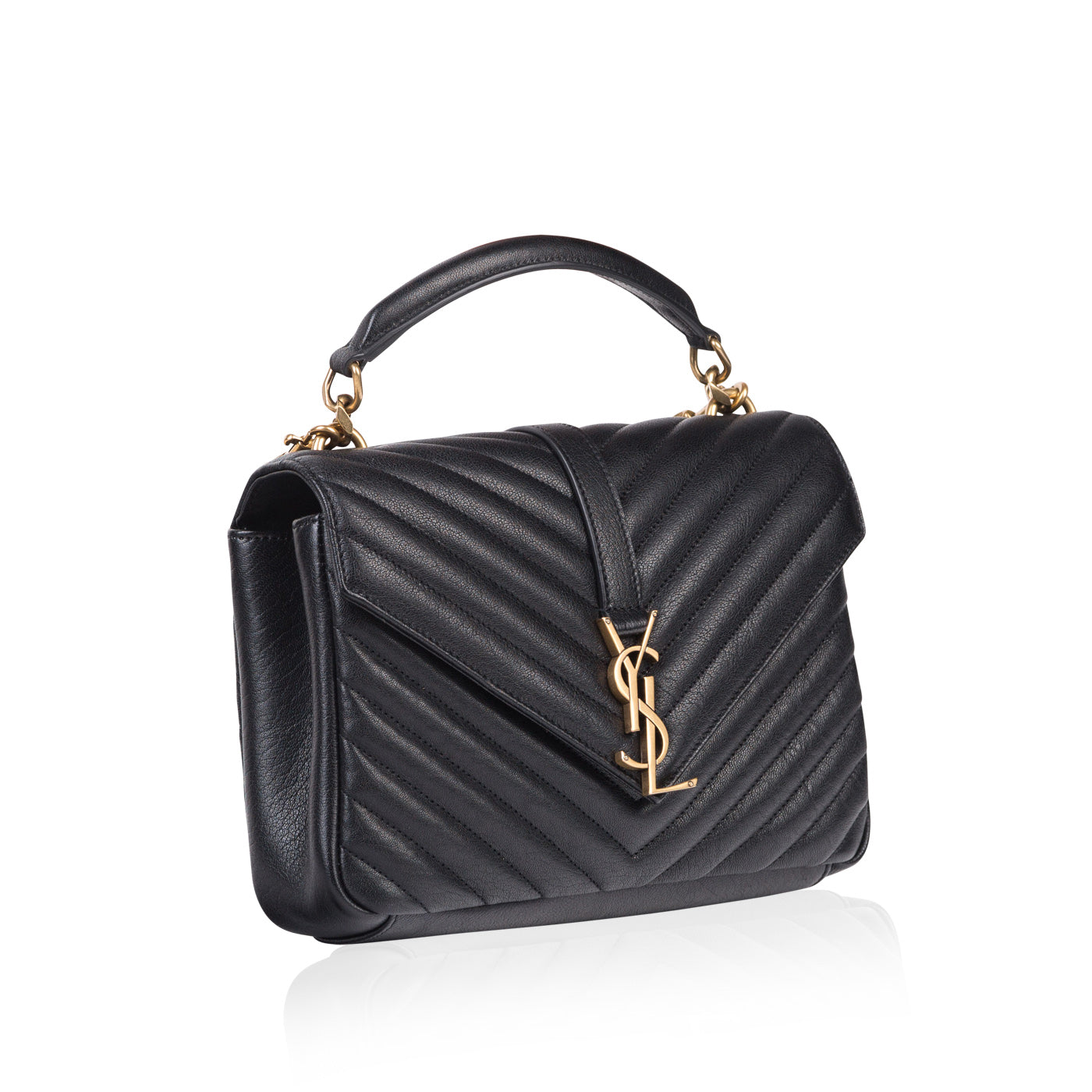 YSL Saint Laurent Coll Ge Crossbody Bag Medium Black And Gold