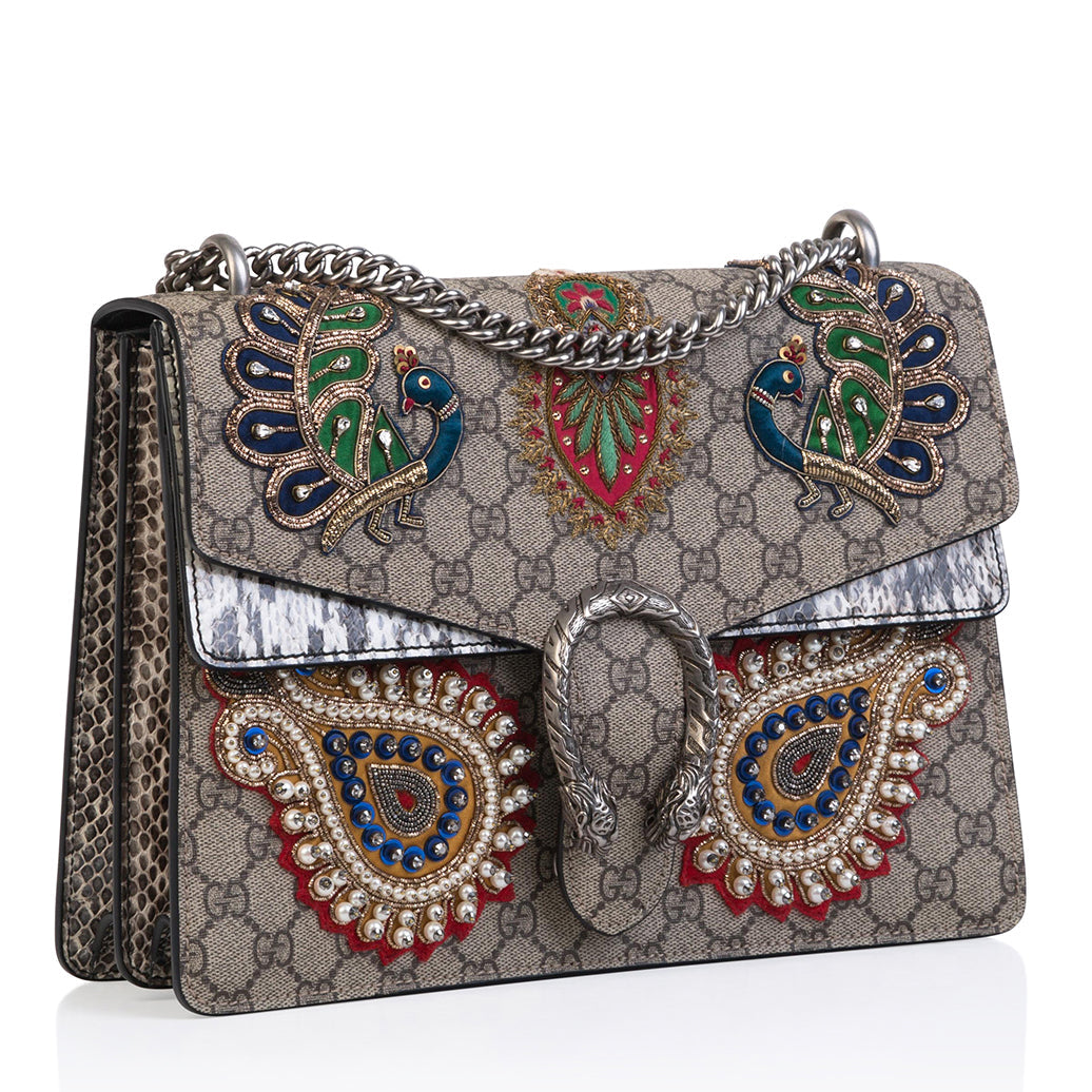 Gucci Embroidered Python Dionysus Crossbody Bag