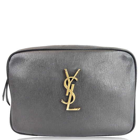 YSL Saint Laurent Yves Lou Camera Shoulder Bag Leather Monogram Black