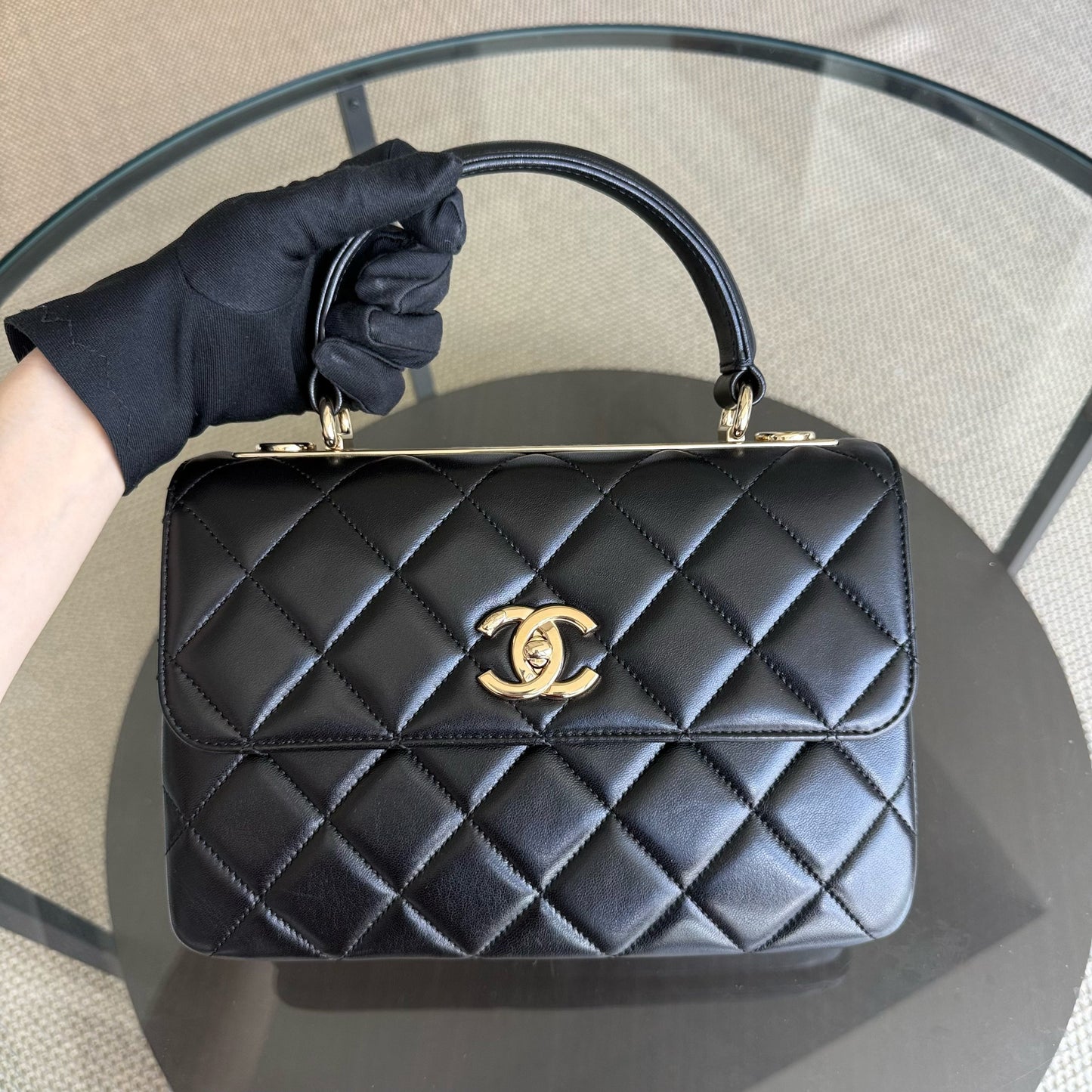 Chanel Trendy CC Small - Quilted Lambskin Black Gold Hardware Series 23