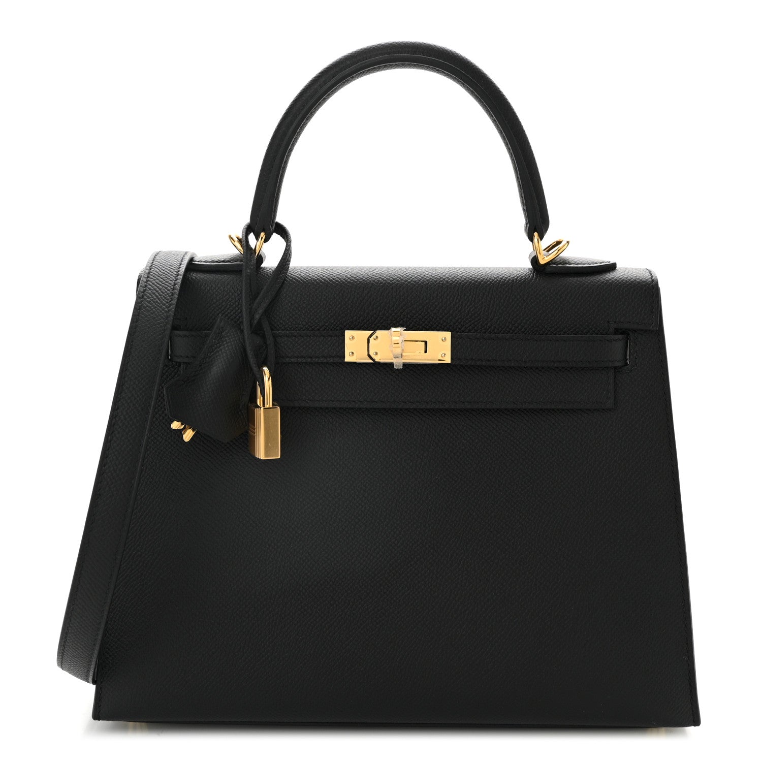 Hermes Epsom Kelly Sellier Handbag Black Travel Bag 25 Black 1746803