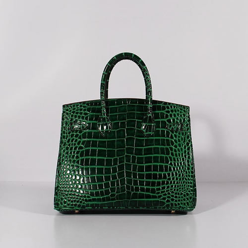 Hermes Luxury Birkin Cm Crocodile Bag With Strap Leather Green Travel Bag