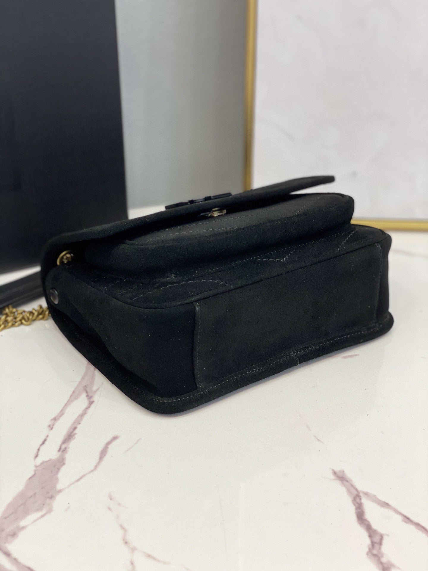 YSL Saint Laurent Niki Baby 8in 21cm Black Chain Handbag