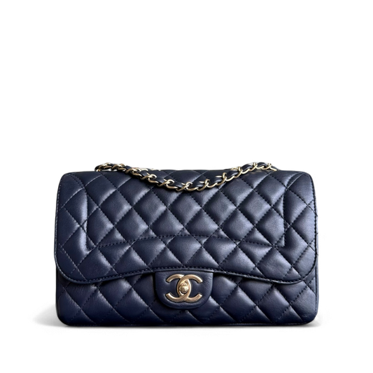 Chanel Chic Flap Seasonal Flap Medium - 25CM Quilted Lambskin Dark Blue Series 21