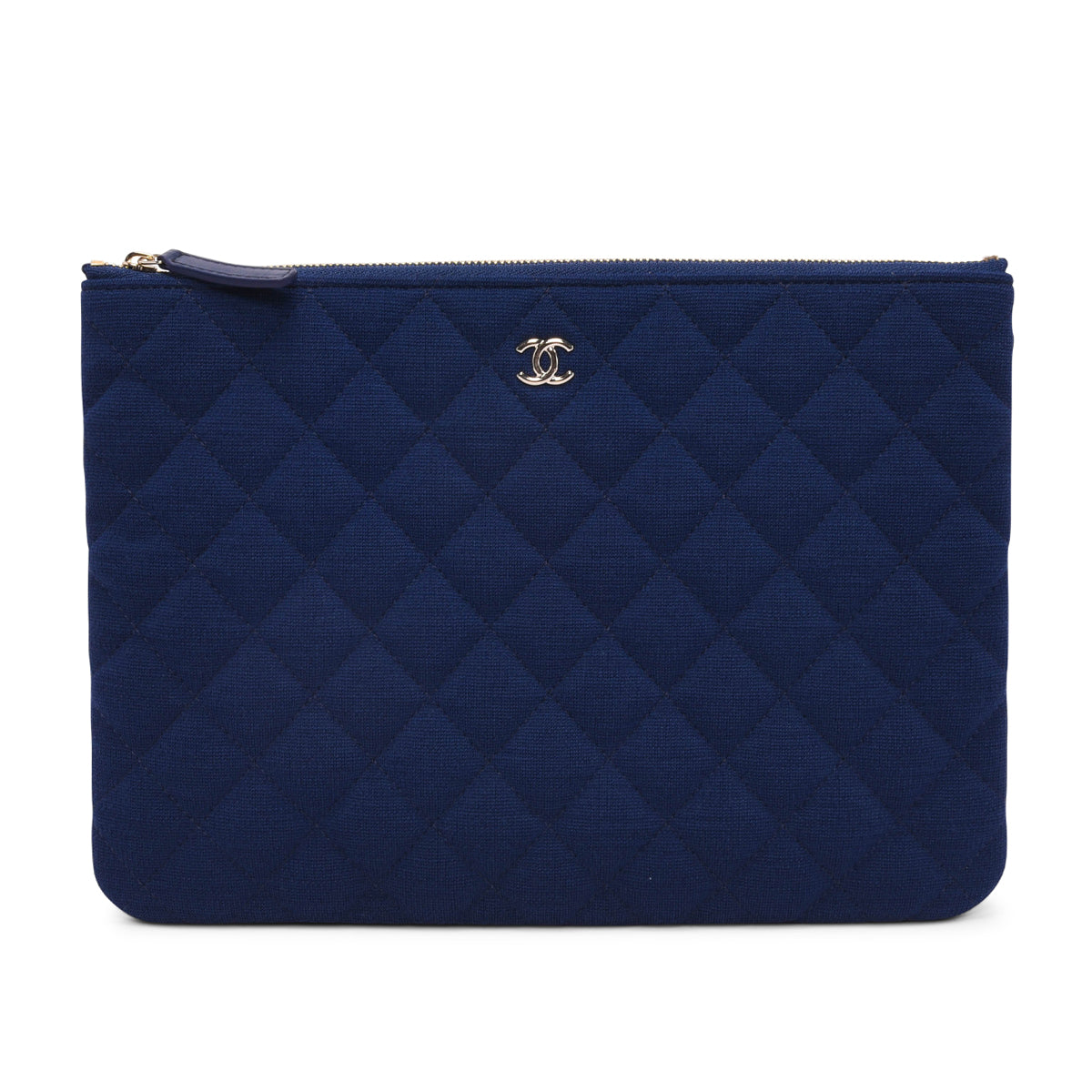 Chanel Cobalt Quilted Jersey Medium O-Case Bag