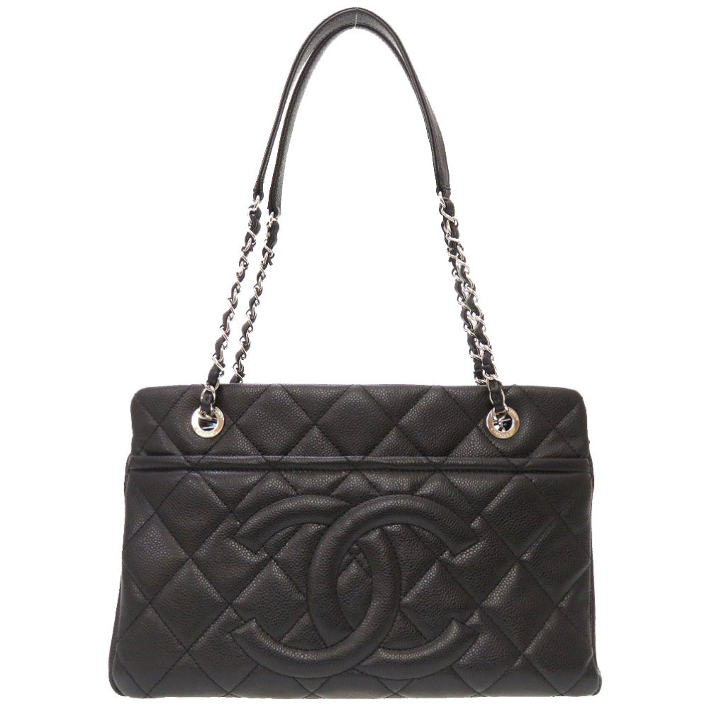Chanel Caviar Skin Matrasse Cocomark Tote Bag Black Chain Shoulder Bag