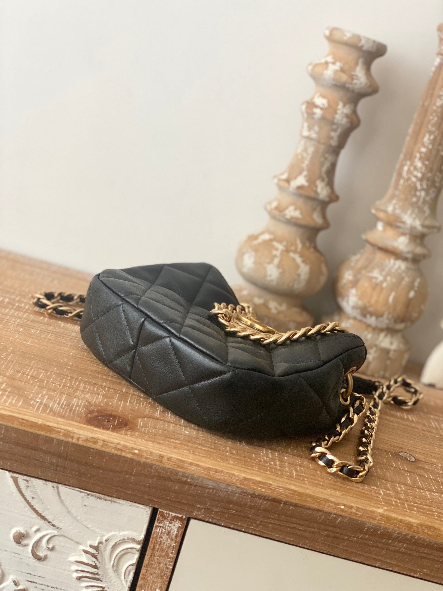 Chlsmall Hobo Bag Hardware For Women Handbags Black Gold Shoulder Bag