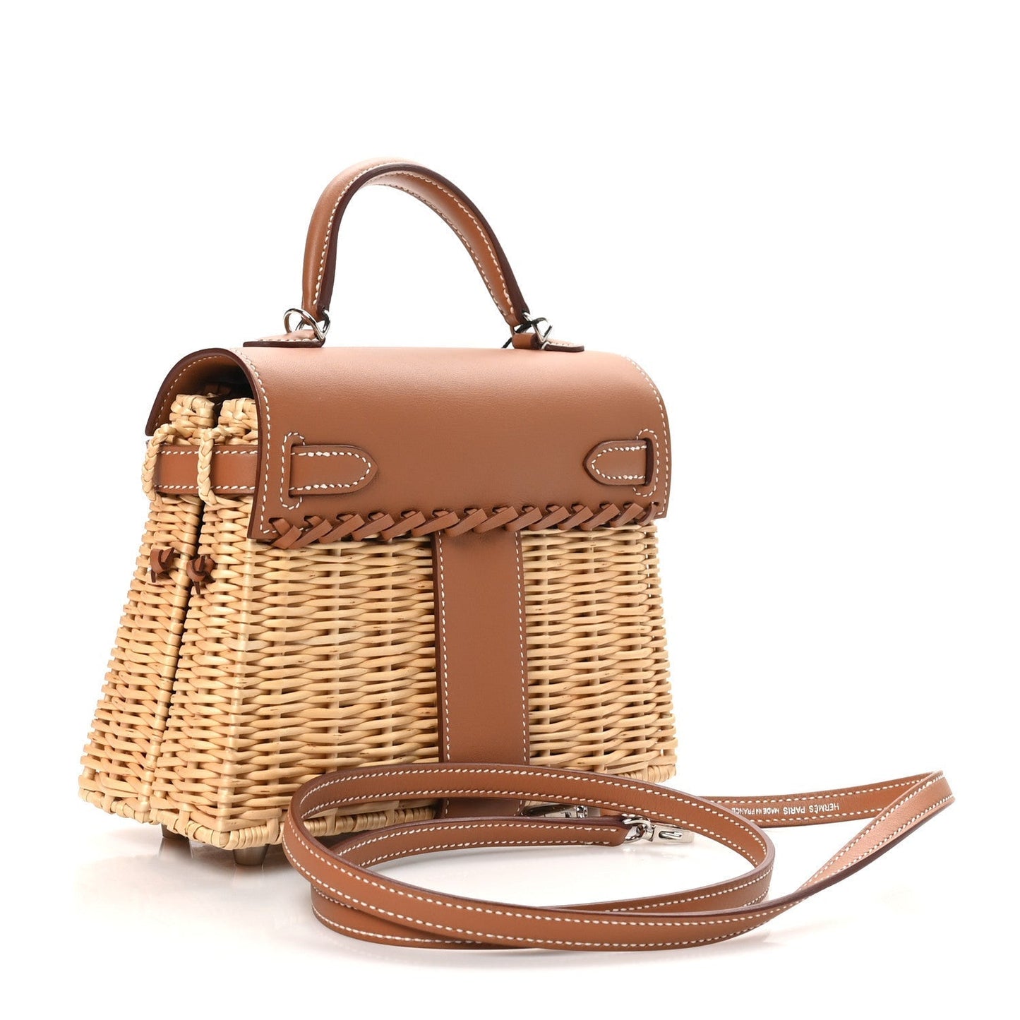 Hermes Swift Picnic Kelly Naturel Handbag Wicker Gold Mini Travel Bag
