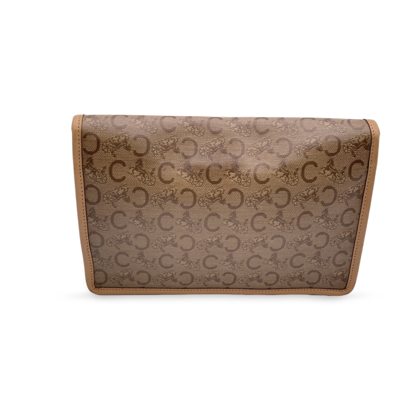 Luxury Vinyl C Macadam Clutch Bag Purse Canvas Beige