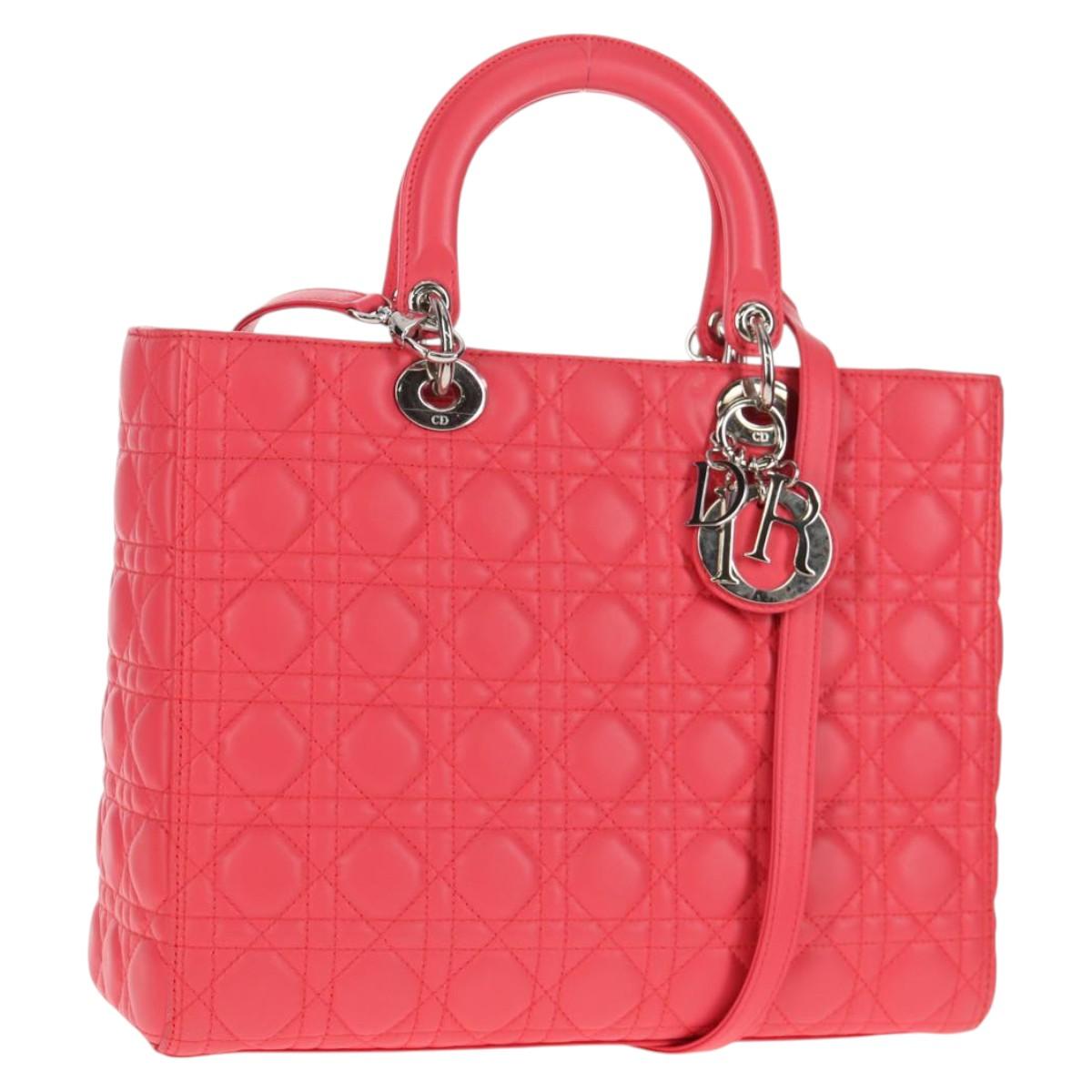 Dior Handbag Christian Lady Bag Bag Leather Pink