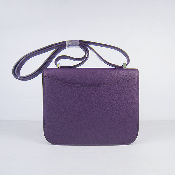Hermes Luxury Constance Cowskin Bag H Purple Leather Silver Travel Bag