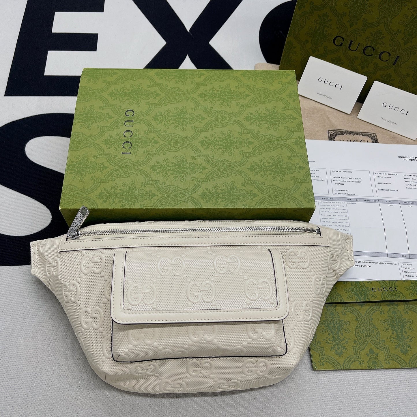 gg Embossed Belt gg Embossed White Accessory