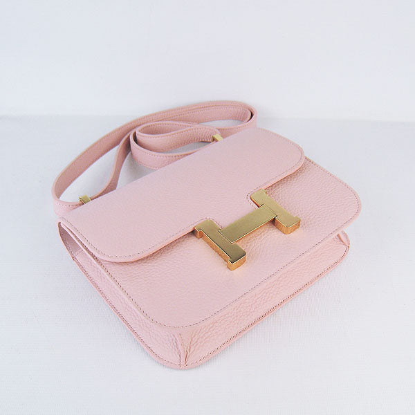 Hermes Luxury Constance Cowskin Bag H Golden Leather Pink Travel Bag