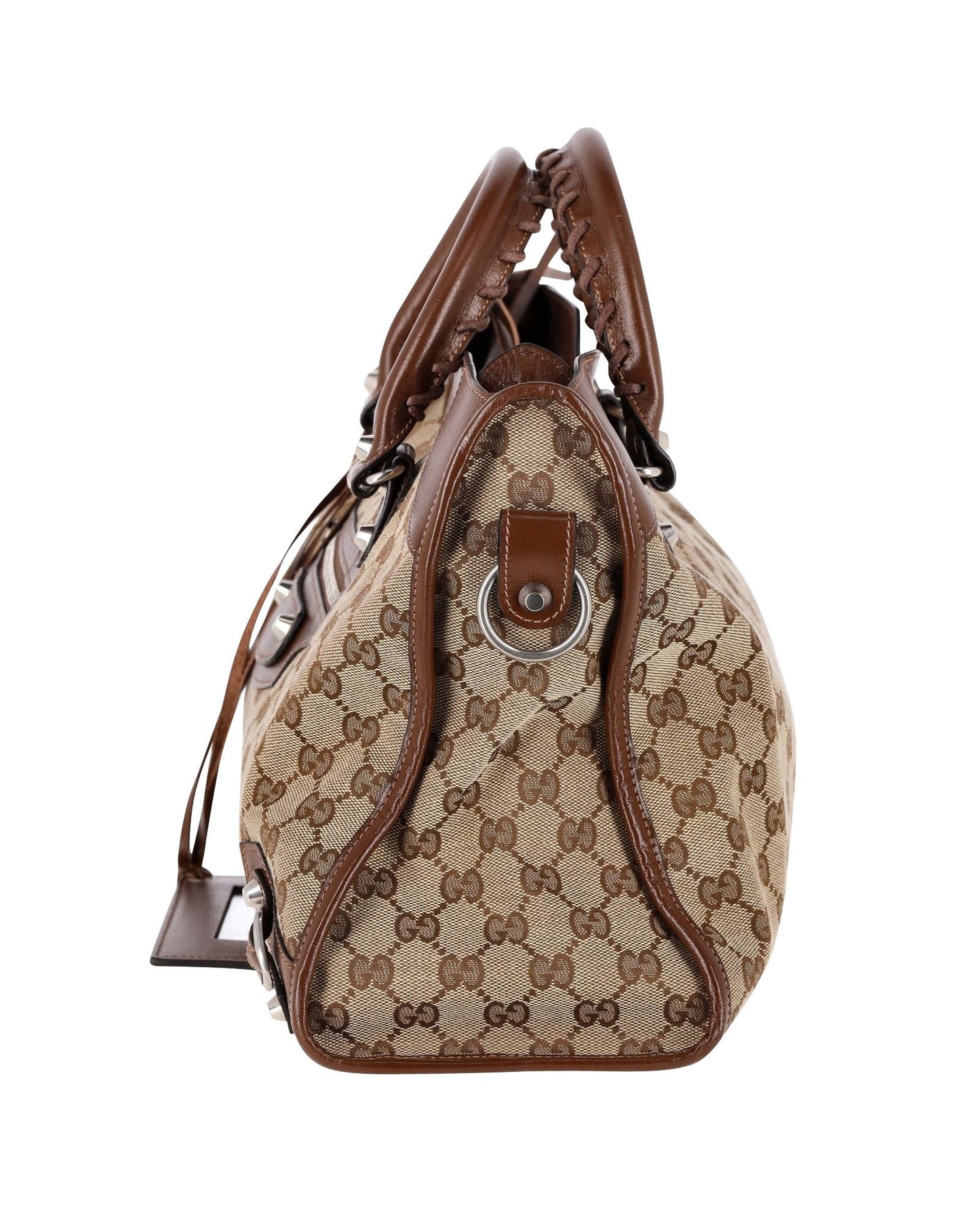 Gucci X Luxury Balenciaga Trending Hacker Leather Canvas Brown Medium Handbag