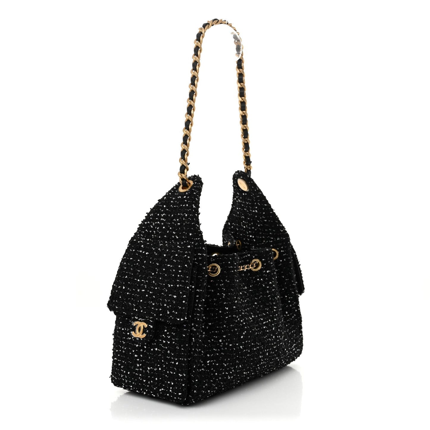Chanel Tweed Quilted Small 25 Handbag Black