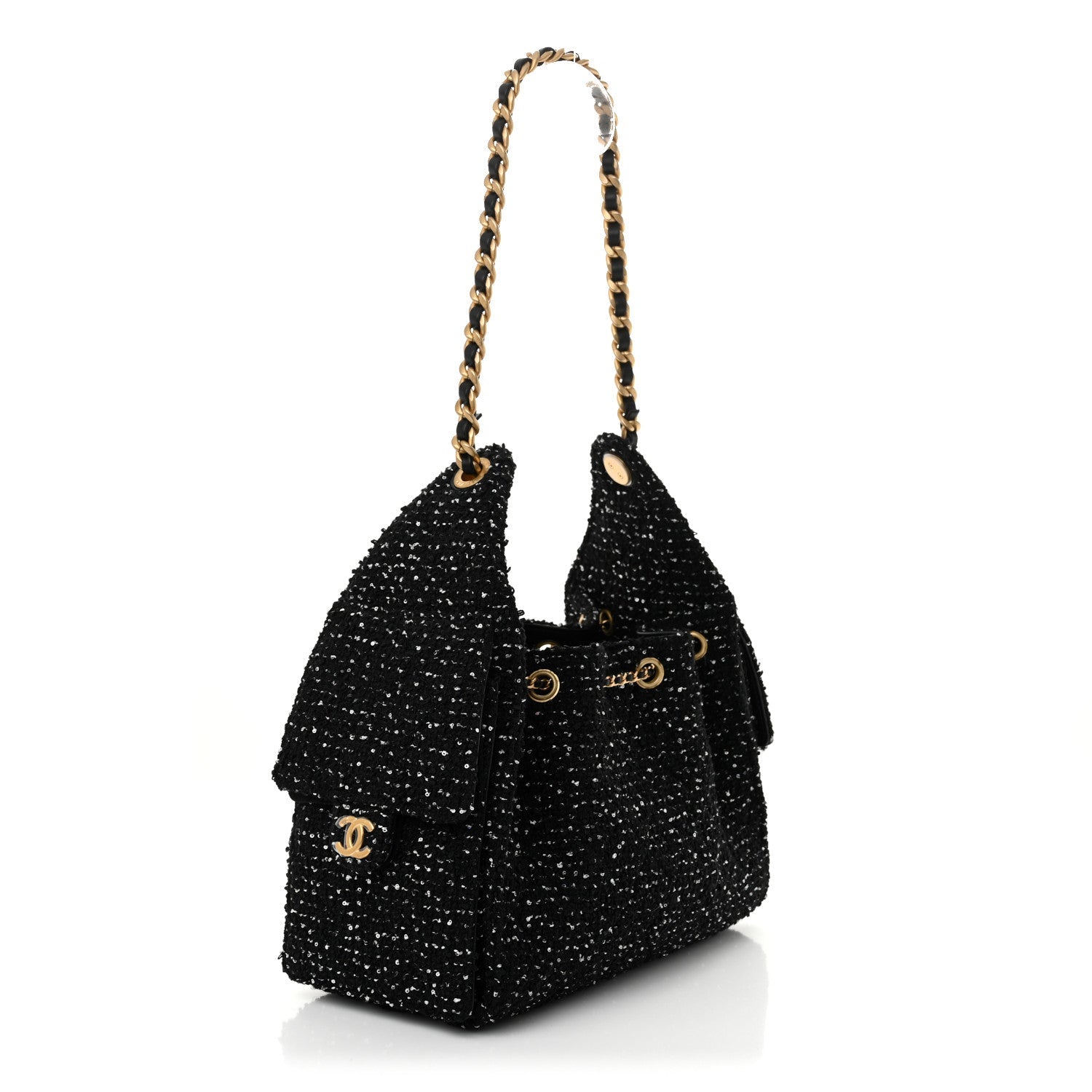 Chanel Tweed Quilted Small 25 Handbag Black