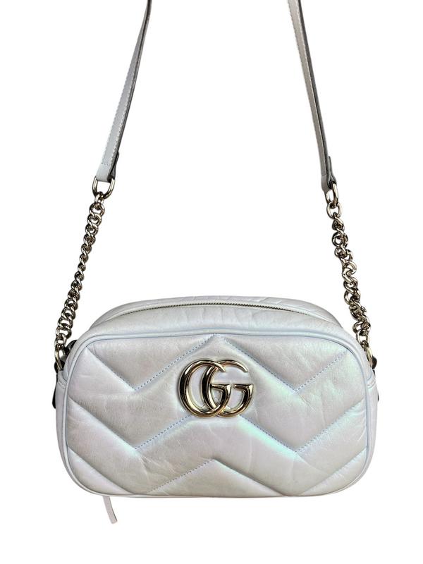 Gucci Marmont Blue Iridescent Chain Crossbody