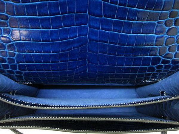 Hermes Luxury Briefcases Unisex Briefcase Handbag Blue Travel Bag