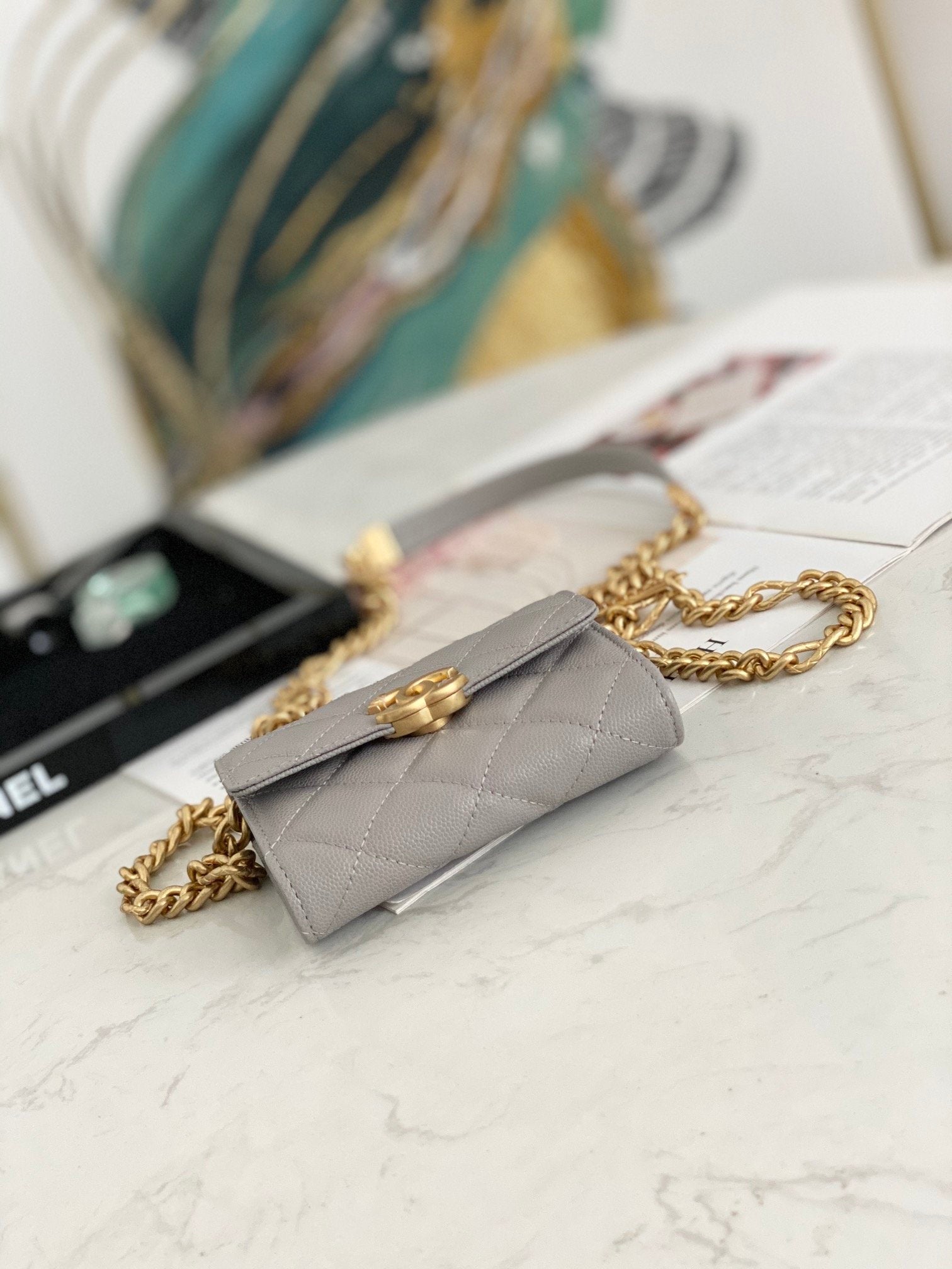 Chlmini Top Qualityap Bag Toned Hardware Grey Gold Travel Bag
