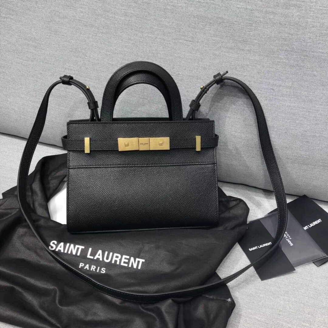 YSL Saint Laurent Manhattan Nano Shopping Box 8in Black Handbag