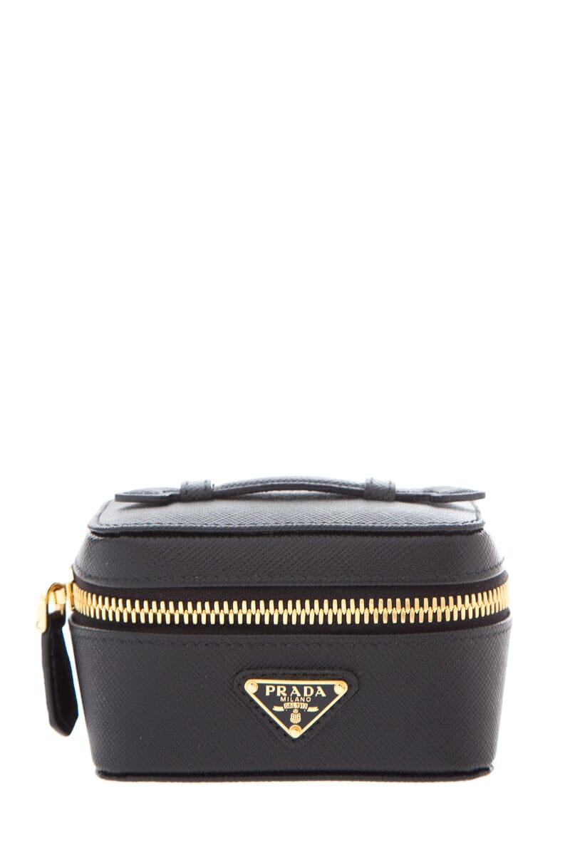 Prada Beauty Case Luxury Handbag Leather Saffiano Black Travel Bag