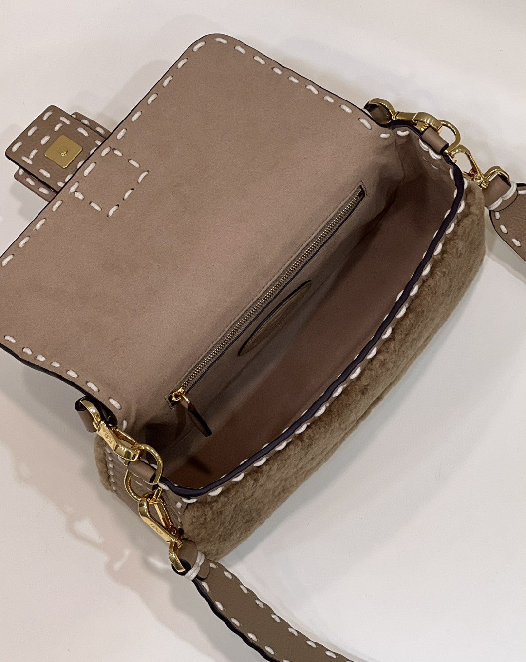 Top QualityTop Quality Baguette Sheepskin Beige Handbag
