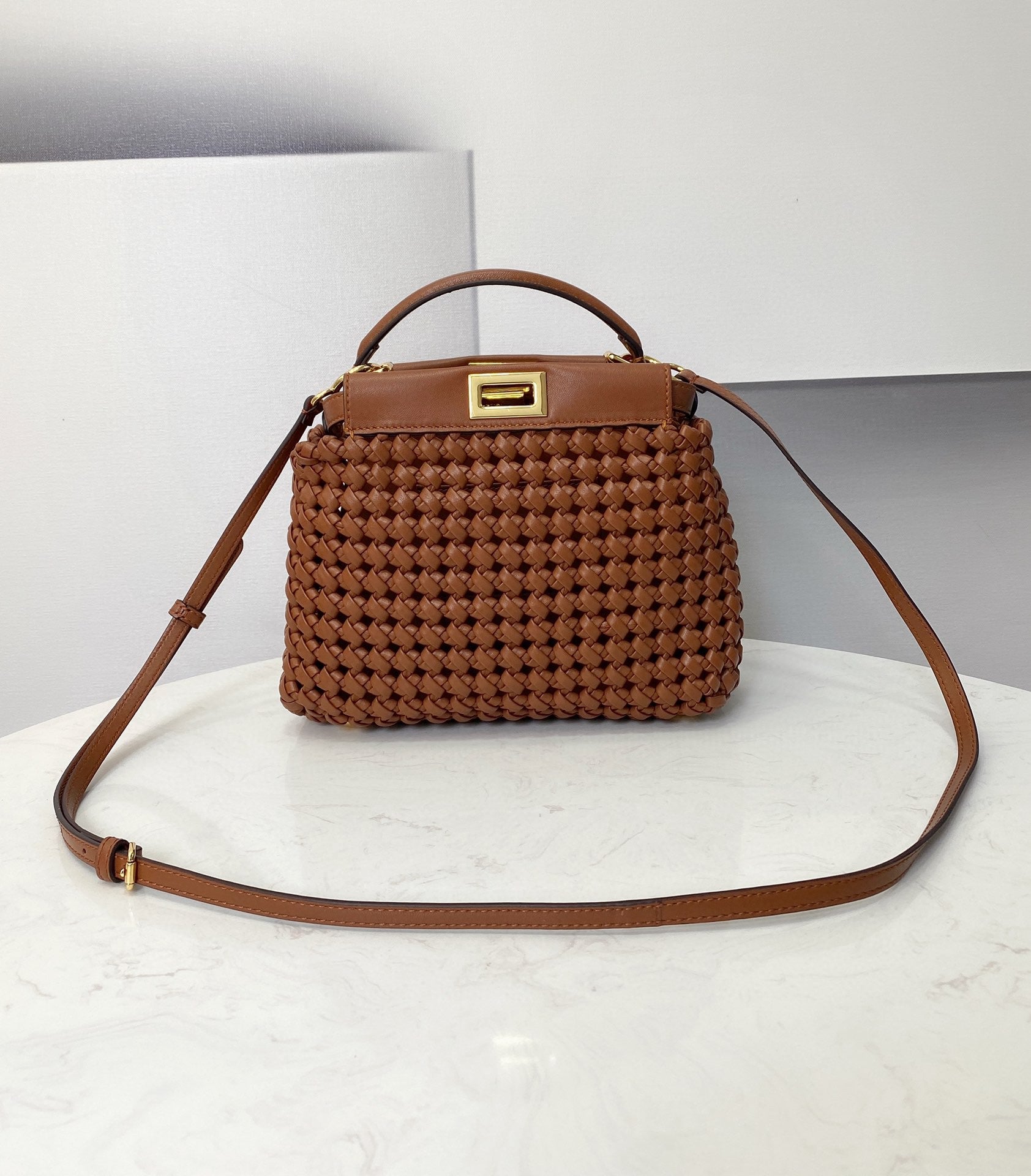 Top QualityTop Quality Peekaboo Braided Brown Mini Bag