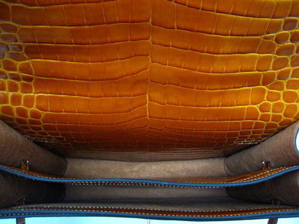Hermes Luxury Briefcases Unisex Briefcase Orange Handbag Travel Bag