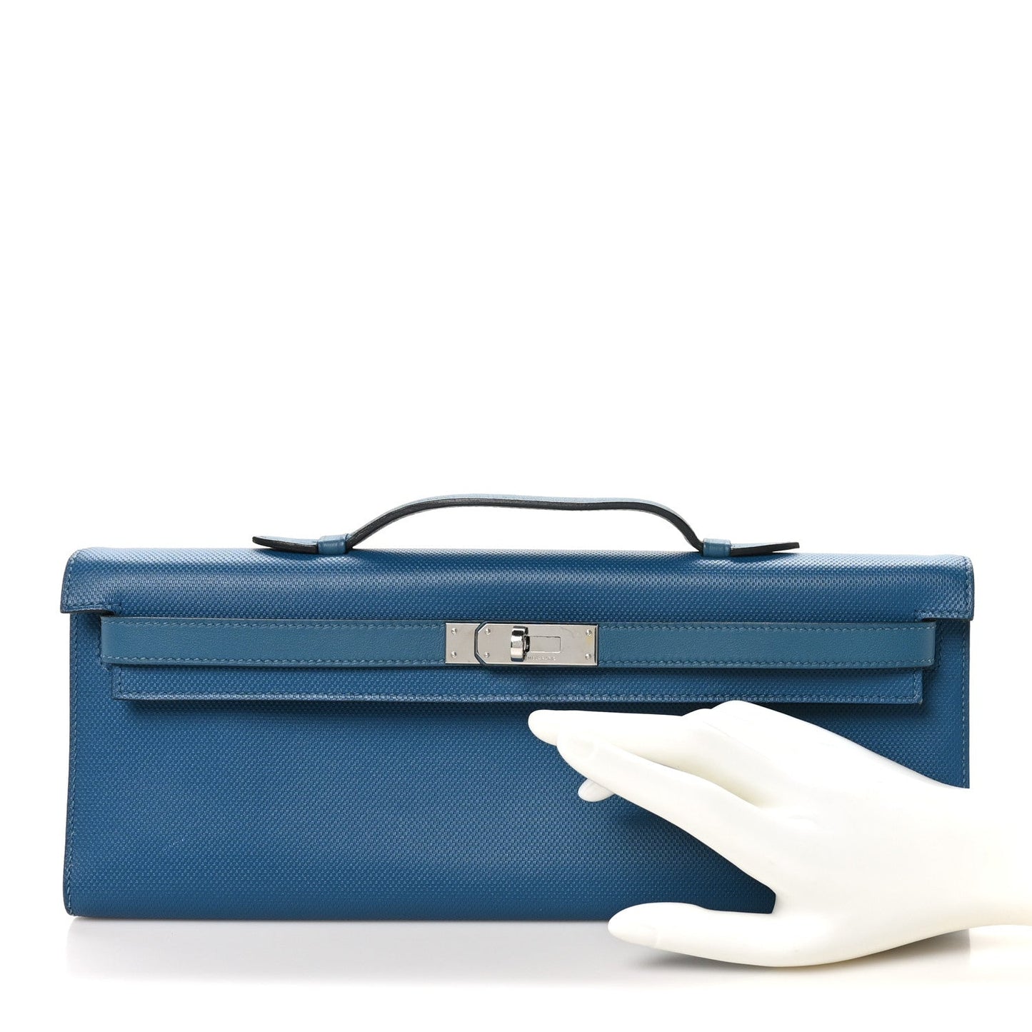 Hermes Grain Kelly Cut Clutch Pochette Bleu De Galice Clutch Bag